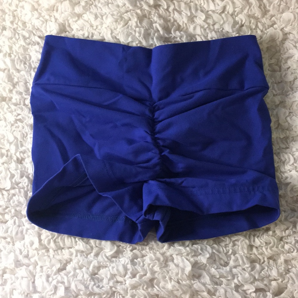 Royal Blue Ruched Bum Shorts - Picture 5 of 6